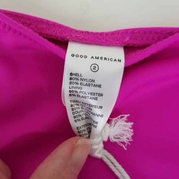 NWT Good American Good Waist High Leg Bikini Bottoms Fuchsia Pink Size 2 - Picture 7 of 7